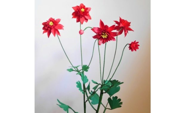 Aquilegia Clementine Columbine 3D SVG Paper Flower Templates for Real Content Publishing