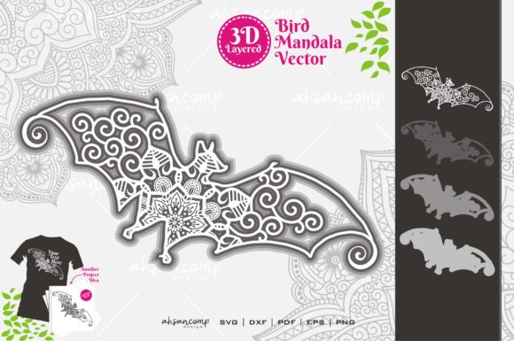Bird Mandala 3D Layered 6: A 3D SVG Shadow Box for Modern Branding