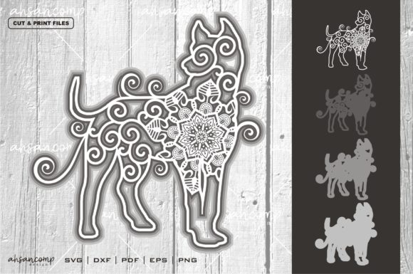 Dog Mandala Vector 1 SVG Multilayer: A 3D SVG for Expressive Shadow Box Design