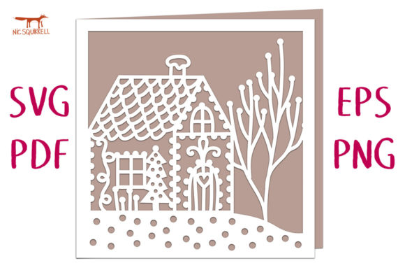 Gingerbread House Card SVG Cut File: Festive 3D SVG for Christmas Branding