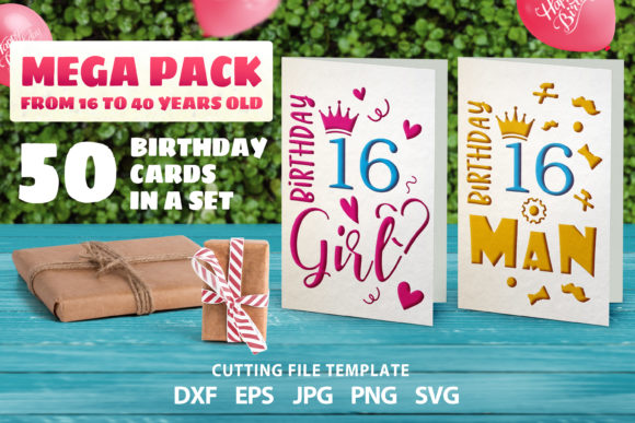 Happy Birthday Cards Mega Pack 50 Cards – 3D SVG Design for Birthday-Themed Branding