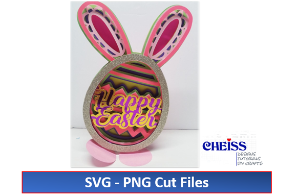 Happy Easter Bunny Egg Layered Sign – A 3D SVG Shape for Festive Blog Graphics