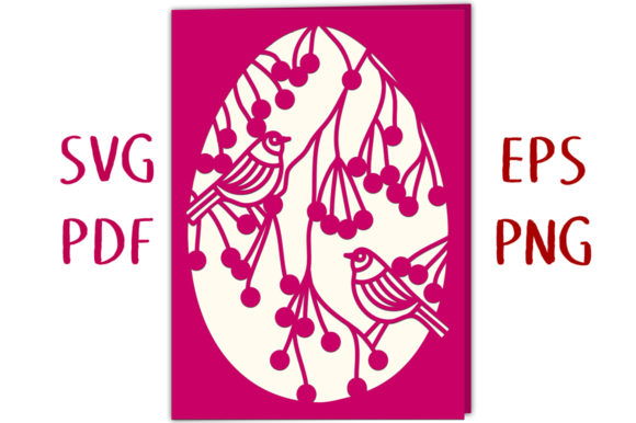 Hedgerow Birds Easter Egg Card: 3D SVG for Seasonal Branding and Marketing Visuals