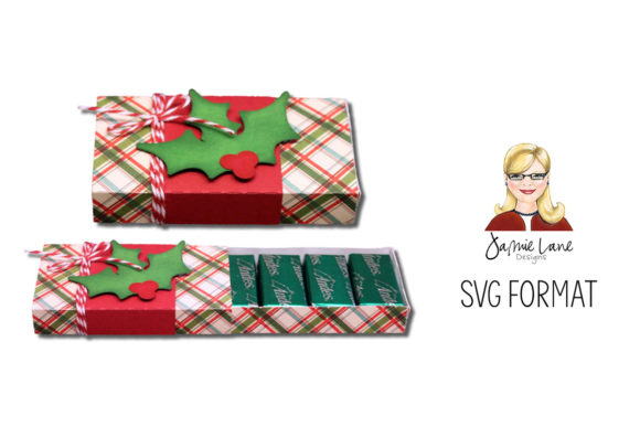 Holly 8 Count Sliding Candy Box: Festive 3D SVG for Christmas Branding