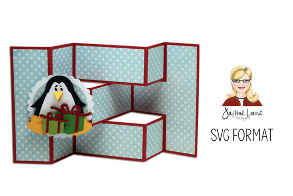 Penguin Tri-Shutter Card β Festive 3D SVG for Christmas Crafting & Digital Selling