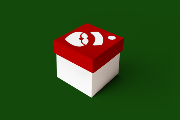 Santa Claus Face Cube Box with Lid 3D SVG for Christmas Crafts