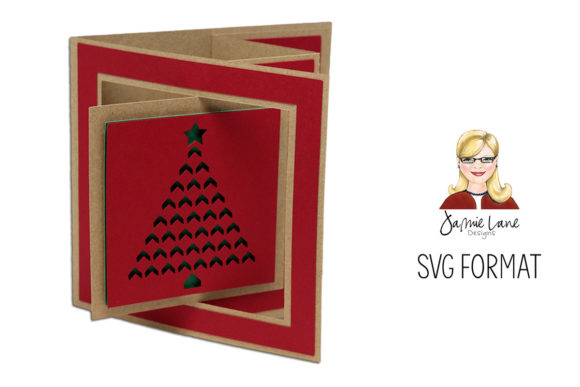 Tree Window Lever Card: Festive 3D SVG Design for Christmas Branding