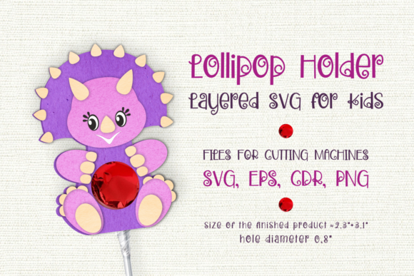 Triceratops -Lollipop Holder SVG for Kid: A 3D SVG Shape That Delights Young Audiences